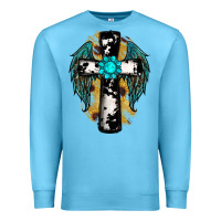 Ocean Blue cross gemstone wings Premium Sweatshirt - RanaPortraitStore