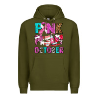 Army Green pink october Premium Hoodie - AdoDesignShop