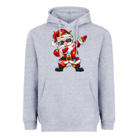 Heather Grey dabbing santa with christmas lights Heavyweight Hoodie - Zillion Design Studio