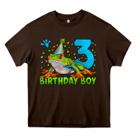 Chocolate Brown birthday boy frog age 3 Heavy Core Tee - LillyAllenDesigns