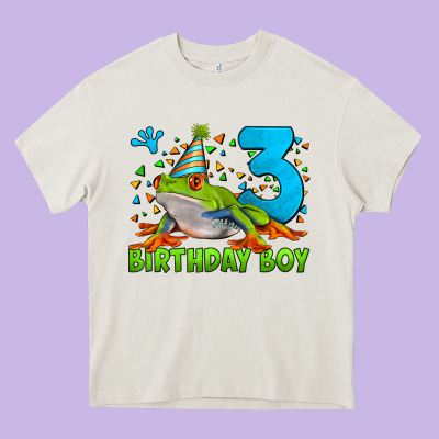 Birthday Boy Frog Age 3 Heavy Core Tee Designed By Lillyallendesigns