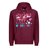 Burgundy in october we wear pink cancer ribbon with teeth Premium Hoodie - AdoDesignShop