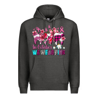 Charcoal Heather in october we wear pink cancer ribbon with teeth Premium Hoodie - AdoDesignShop