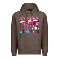 Coffee in october we wear pink cancer ribbon with teeth Premium Hoodie - AdoDesignShop