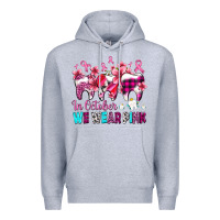 Heather Grey in october we wear pink cancer ribbon with teeth Premium Hoodie - AdoDesignShop