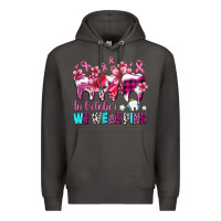 Smoke in october we wear pink cancer ribbon with teeth Premium Hoodie - AdoDesignShop