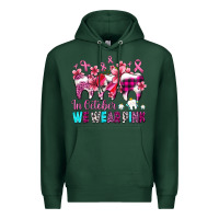Sports Green in october we wear pink cancer ribbon with teeth Premium Hoodie - AdoDesignShop