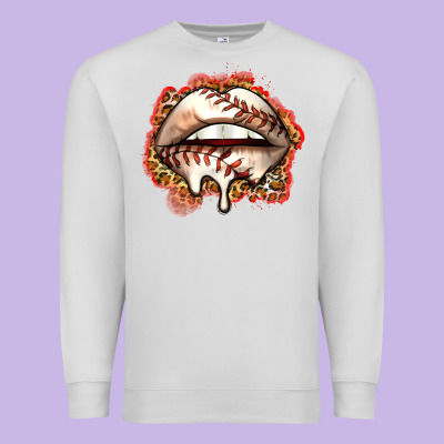 Baseball Lips Premium Sweatshirt Designed By Zillion Design Studio
