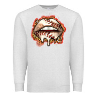 Oatmeal Heather baseball lips Premium Sweatshirt - Zillion Design Studio