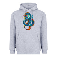 Heather Grey blue dragon Heavyweight Hoodie - RanaPortraitStore