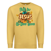 Antique Gold Fall for Jesus He Never Leaves Premium Sweatshirt - texasbilliewilder