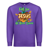 Purple Fall for Jesus He Never Leaves Premium Sweatshirt - texasbilliewilder