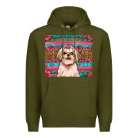 Army Green shih tzu floral tumbler Premium Hoodie - Artiststas