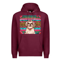 Burgundy shih tzu floral tumbler Premium Hoodie - Artiststas