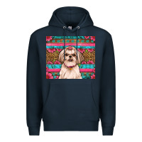 Navy shih tzu floral tumbler Premium Hoodie - Artiststas