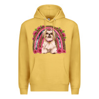 Antique Gold shih tzu floral rainbow Premium Hoodie - Artiststas