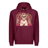 Burgundy shih tzu floral rainbow Premium Hoodie - Artiststas