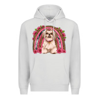 Dove Grey shih tzu floral rainbow Premium Hoodie - Artiststas