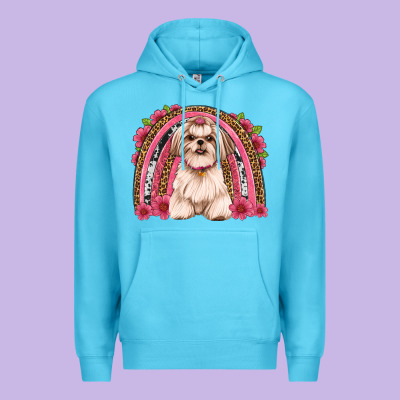 Shih Tzu Floral Rainbow Premium Hoodie Designed By Artiststas