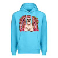 Ocean Blue shih tzu floral rainbow Premium Hoodie - Artiststas