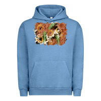 Pigment Pebble Blue horseshoe cowhide cactus background Urban Hoodie - AdoDesignShop