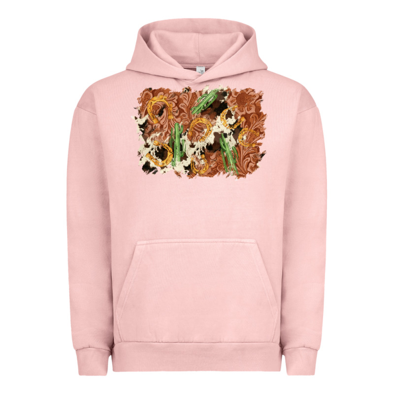 Horseshoe Cowhide Cactus Background Urban Hoodie by AdoDesignShop | Teevron