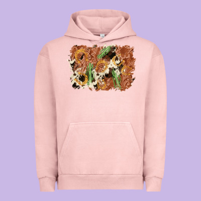 Horseshoe Cowhide Cactus Background Urban Hoodie Designed By Adodesignshop
