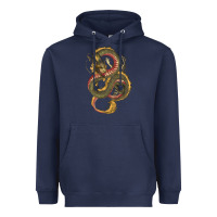 Navy green and yellow dragon Heavyweight Hoodie - RanaPortraitStore