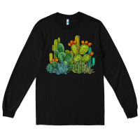Black watercolor cactus Long Sleeve Tee - BarkalooDesign