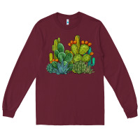Burgundy watercolor cactus Long Sleeve Tee - BarkalooDesign