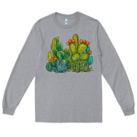 Heather Grey watercolor cactus Long Sleeve Tee - BarkalooDesign