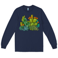 Navy watercolor cactus Long Sleeve Tee - BarkalooDesign