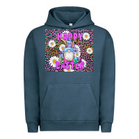 Pigment Midnight Navy easter happy easter gnomes bunny daisys Urban Hoodie - Artiststas