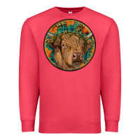 Cardinal fall highland cow round Premium Sweatshirt - RanaPortraitStore