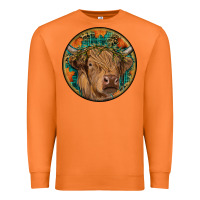 Carrot fall highland cow round Premium Sweatshirt - RanaPortraitStore