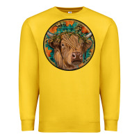 Lemon fall highland cow round Premium Sweatshirt - RanaPortraitStore