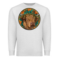 Fall Highland Cow Round Premium Sweatshirt | Teevron