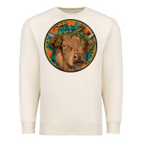 Sandshell fall highland cow round Premium Sweatshirt - RanaPortraitStore