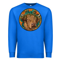 True Royal fall highland cow round Premium Sweatshirt - RanaPortraitStore
