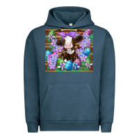 Pigment Midnight Navy easter cow eggs flowers daisys Urban Hoodie - Artiststas