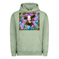 Pigment Oil Green easter cow eggs flowers daisys Urban Hoodie - Artiststas