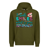 Army Green i create smile what is your superpower Premium Hoodie - AdoDesignShop