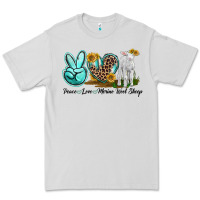 Dove Grey Peace Love Merino Wool Sheep Premium Tee - LillyAllenDesigns