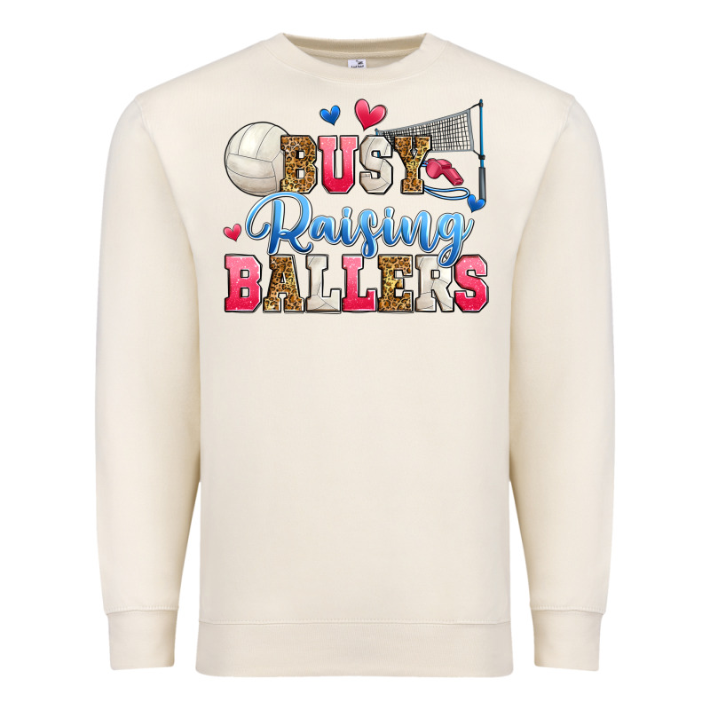 Busy Raising Ballers Volleyball Premium Sweatshirt by Zillion Design Studio | Teevron