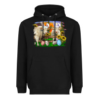 Black easter farm cows bunny ears and eggs Heavyweight Hoodie - RanaPortraitStore