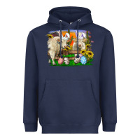 Navy easter farm cows bunny ears and eggs Heavyweight Hoodie - RanaPortraitStore