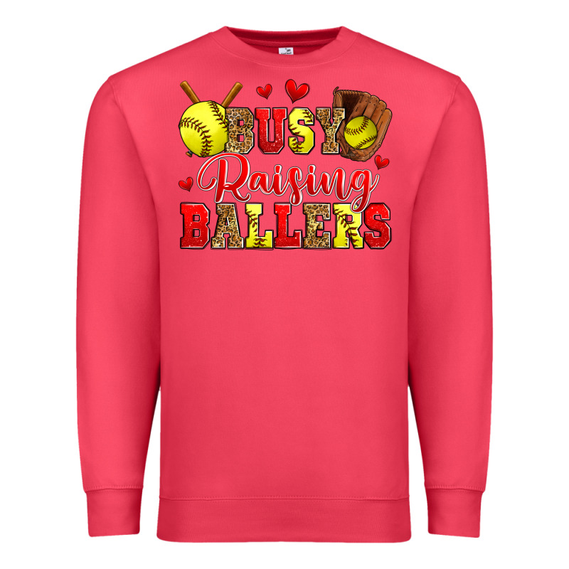 Busy Raising Ballers Softball Premium Sweatshirt by Zillion Design Studio | Teevron
