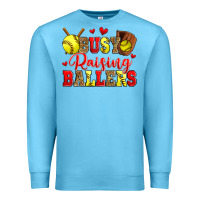 Ocean Blue busy raising ballers softball Premium Sweatshirt - Zillion Design Studio
