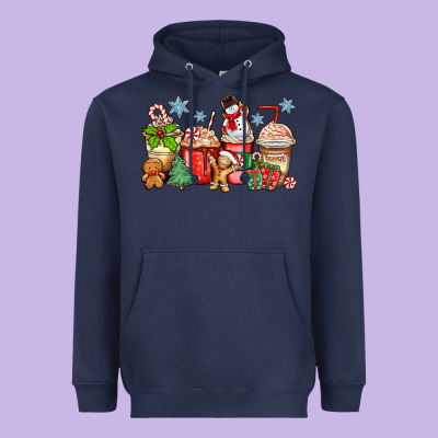 Christmas Coffee Cups Heavyweight Hoodie Designed By Zillion Design Studio