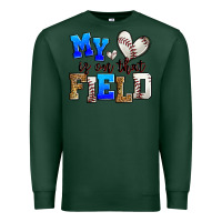Sports Green my heart is on that field baseball Premium Sweatshirt - Zillion Design Studio